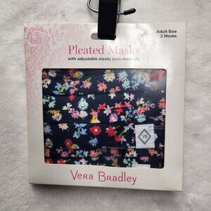 Vera Bradley Pleated Face Masks 2-Pack – Adjustable Elastic, Adult Size, Floral